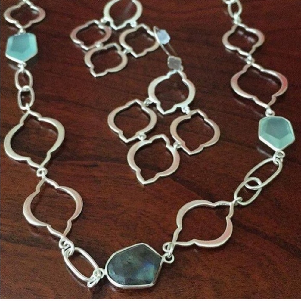 Stella & Dot | SILVER Artisan Labradorite+Aqua Amazonite Arabesque LinkN… - Picture 11 of 12